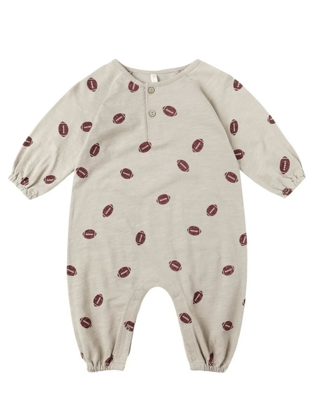 Rylee + Cru Beige One-Piece with Brown Football Print